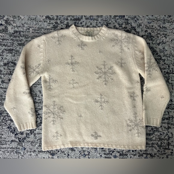 Vintage Eddie Bauer 100% Wool Snowflake Sweater - Picture 4 of 8